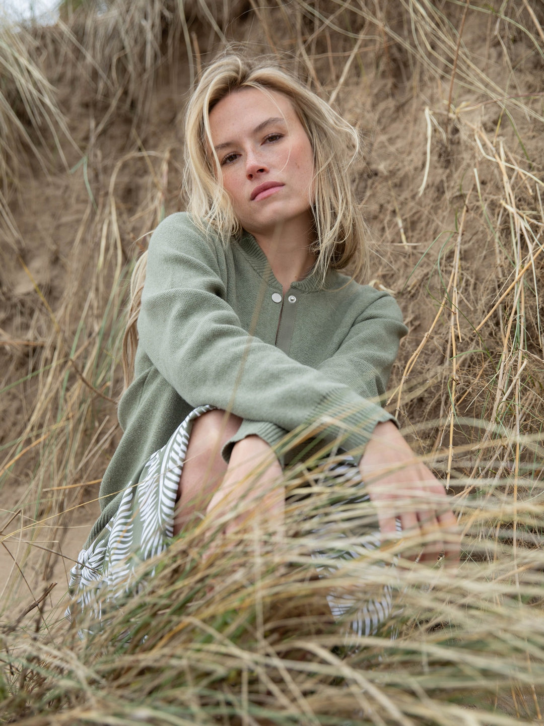Olive Snap Front Bomber Cardigan