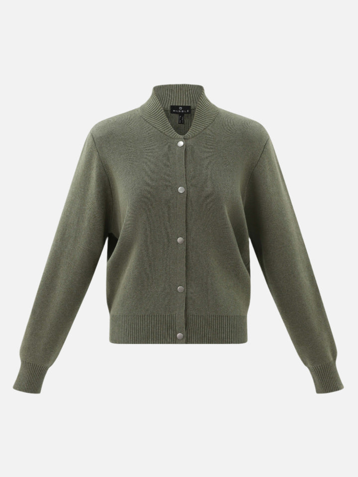 Olive Snap Front Bomber Cardigan