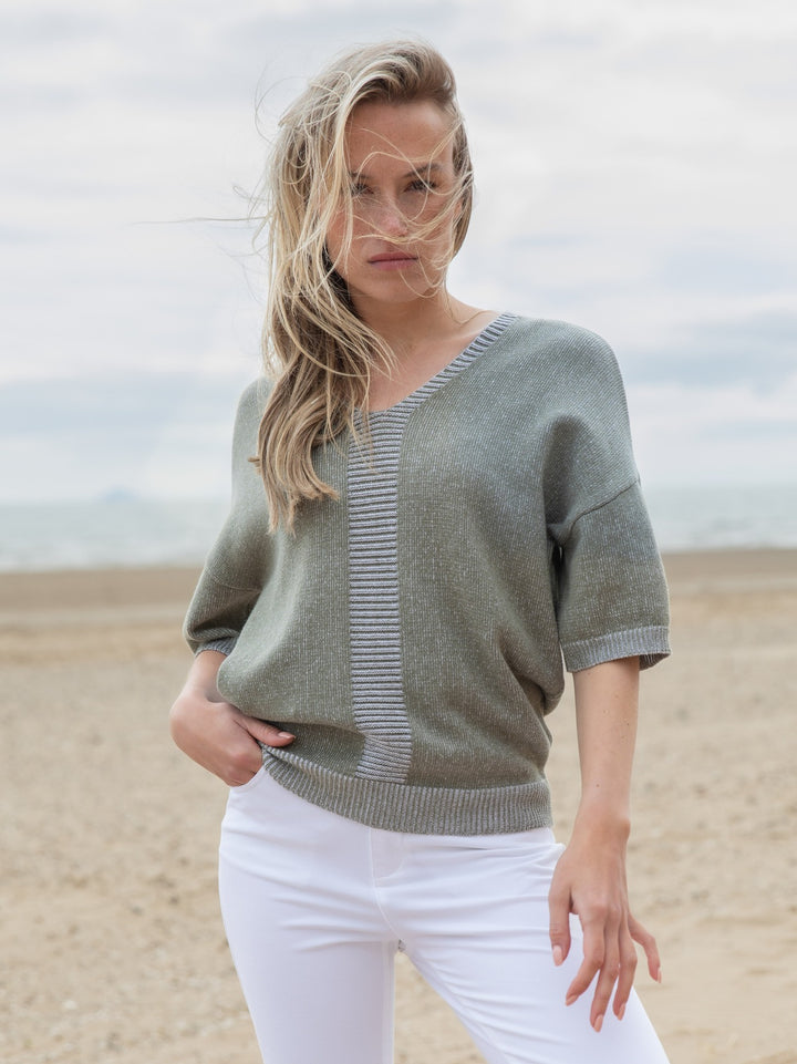 Olive Stripe Detail Sweater