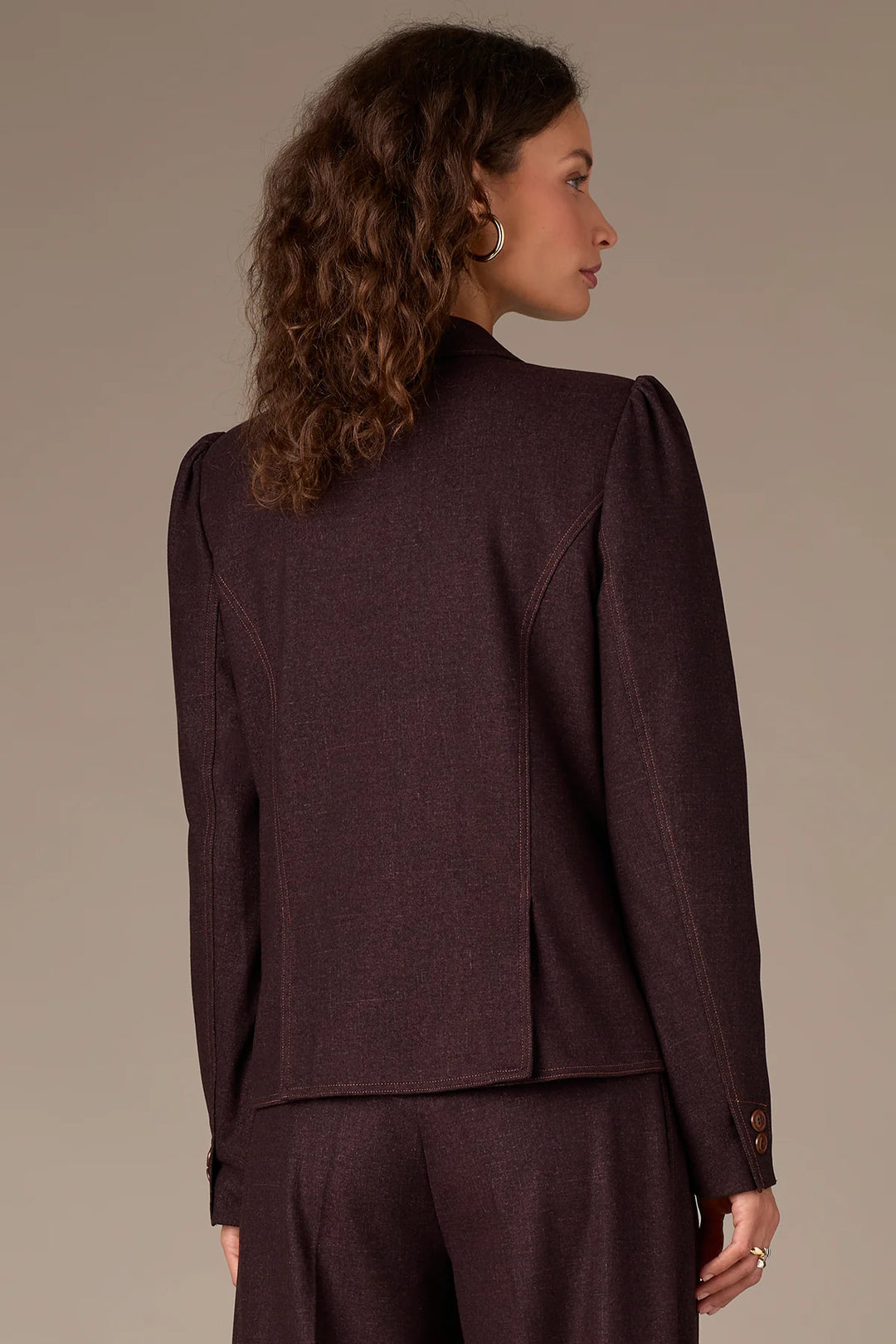 Oxblood Puff Sleeve Blazer