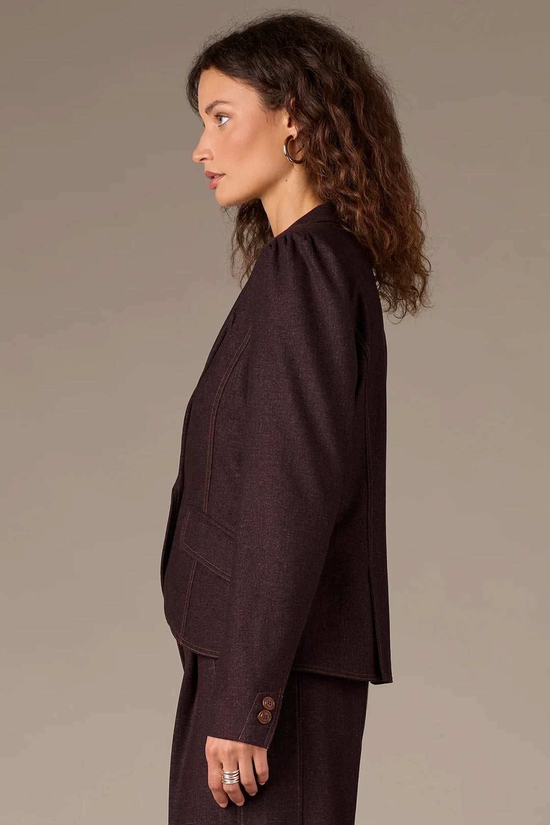 Oxblood Puff Sleeve Blazer
