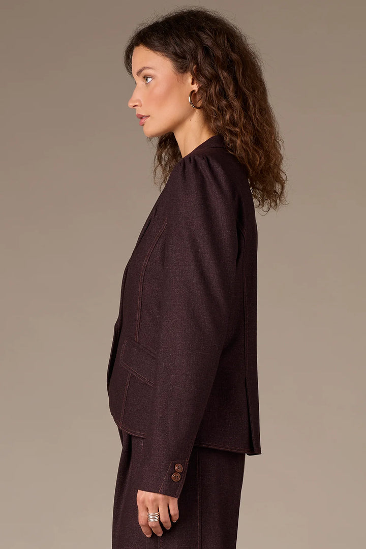Oxblood Puff Sleeve Blazer