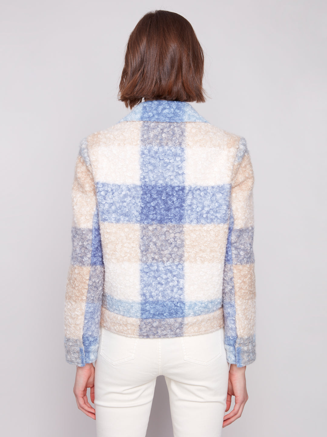 Oxford Plaid Boucle Knit Short Jacket