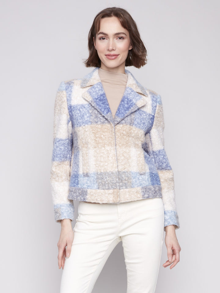 Oxford Plaid Boucle Knit Short Jacket