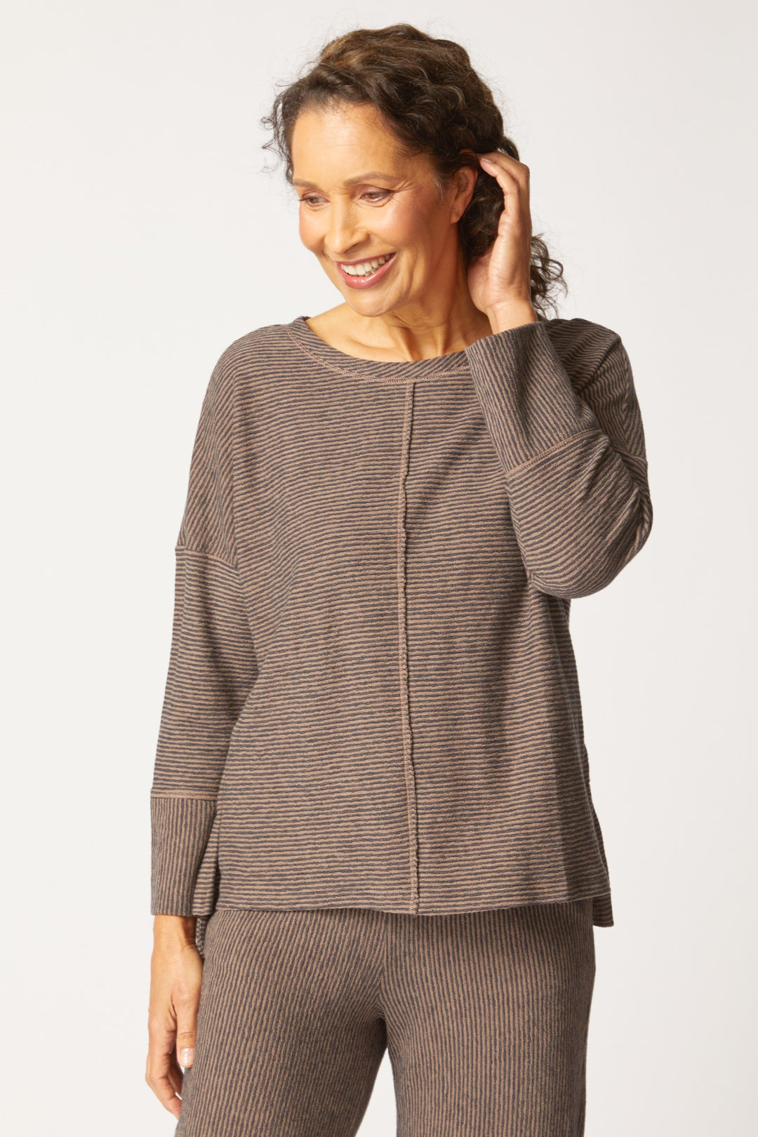 Pasadena Stripe Truffle Canyon Pullover