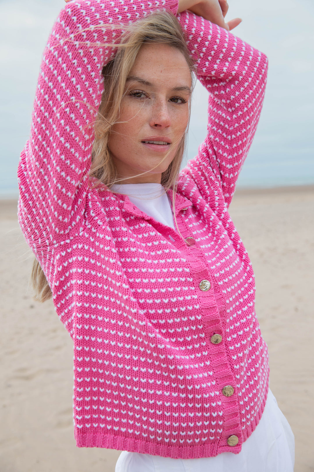 Pink Heart Fleck Cardigan