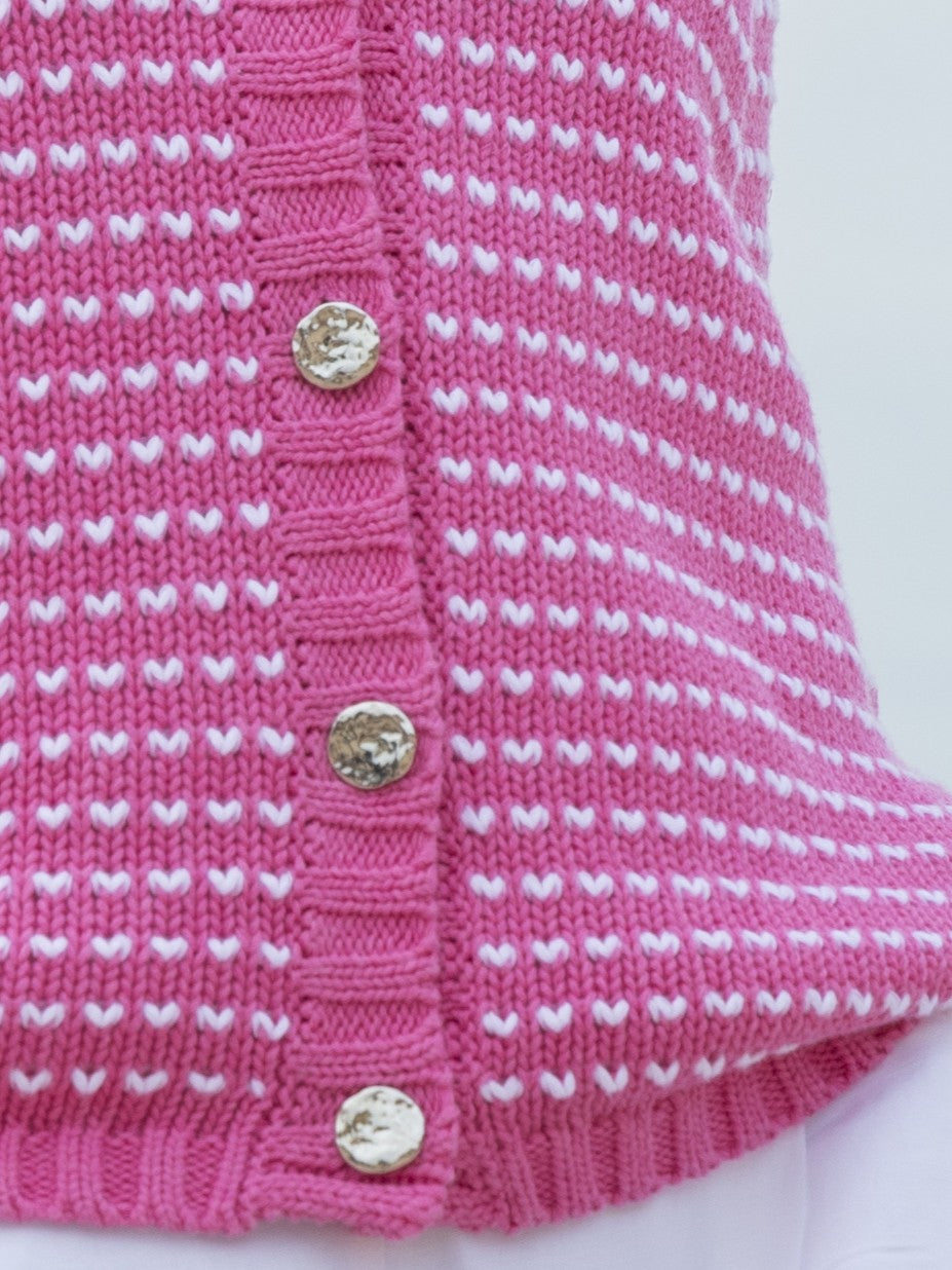 Pink Heart Fleck Cardigan