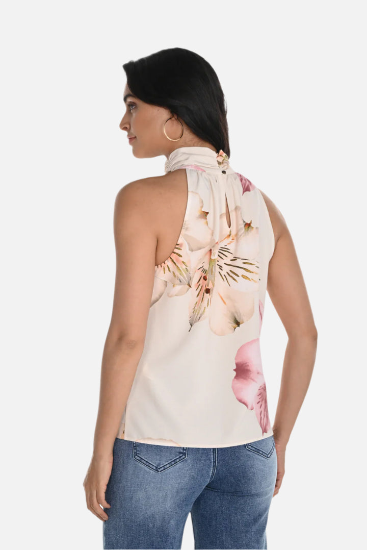 Rosette Floral Print Halter Top