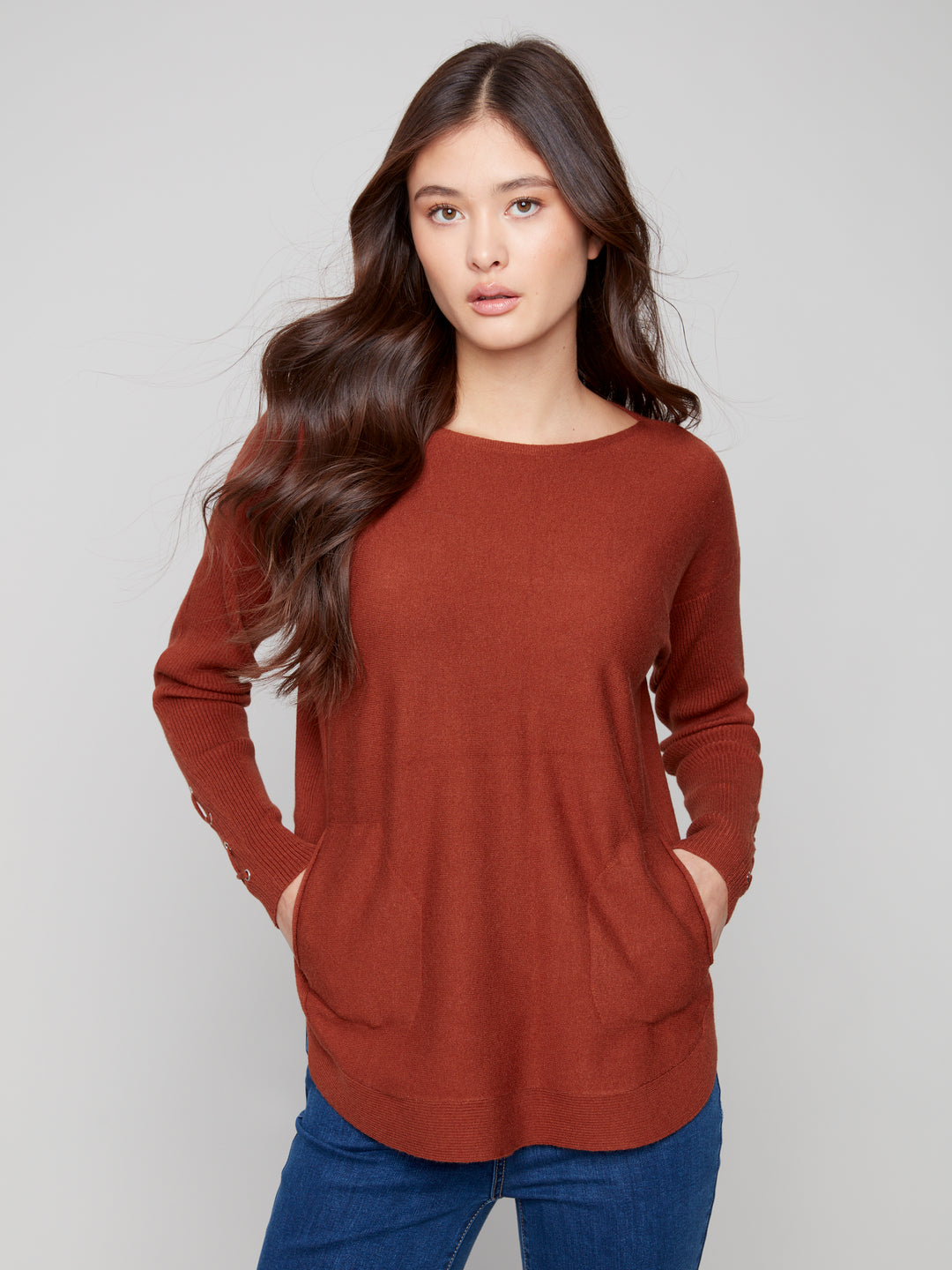 Sepia Lace-up Cuff Sweater