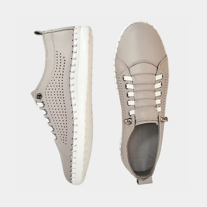 Silver Grey Leora Leather Sneaker