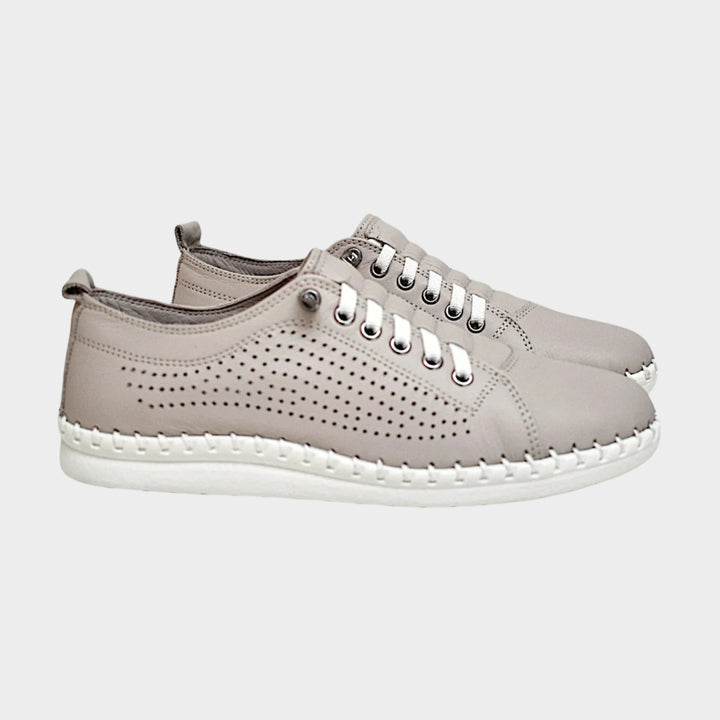 Silver Grey Leora Leather Sneaker