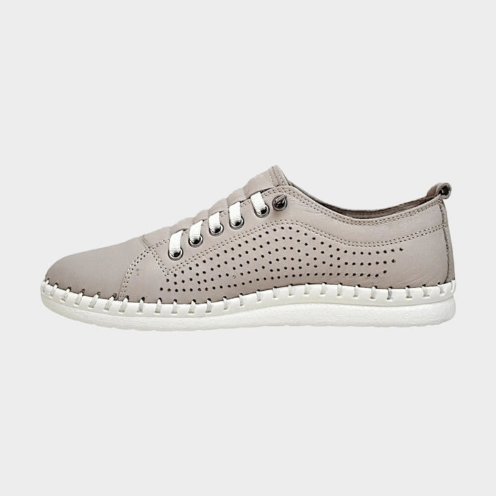 Silver Grey Leora Leather Sneaker