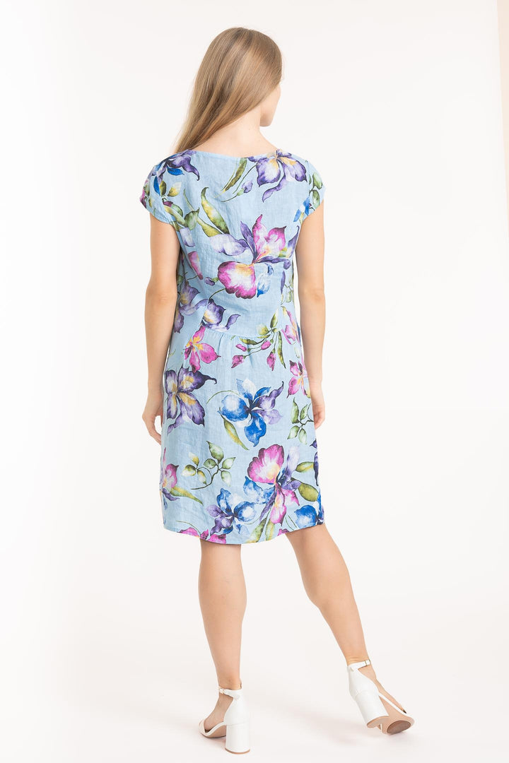 Sky Lily Print Linen Dress