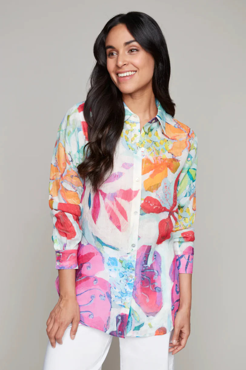Smattering Of Spring Button Up Blouse