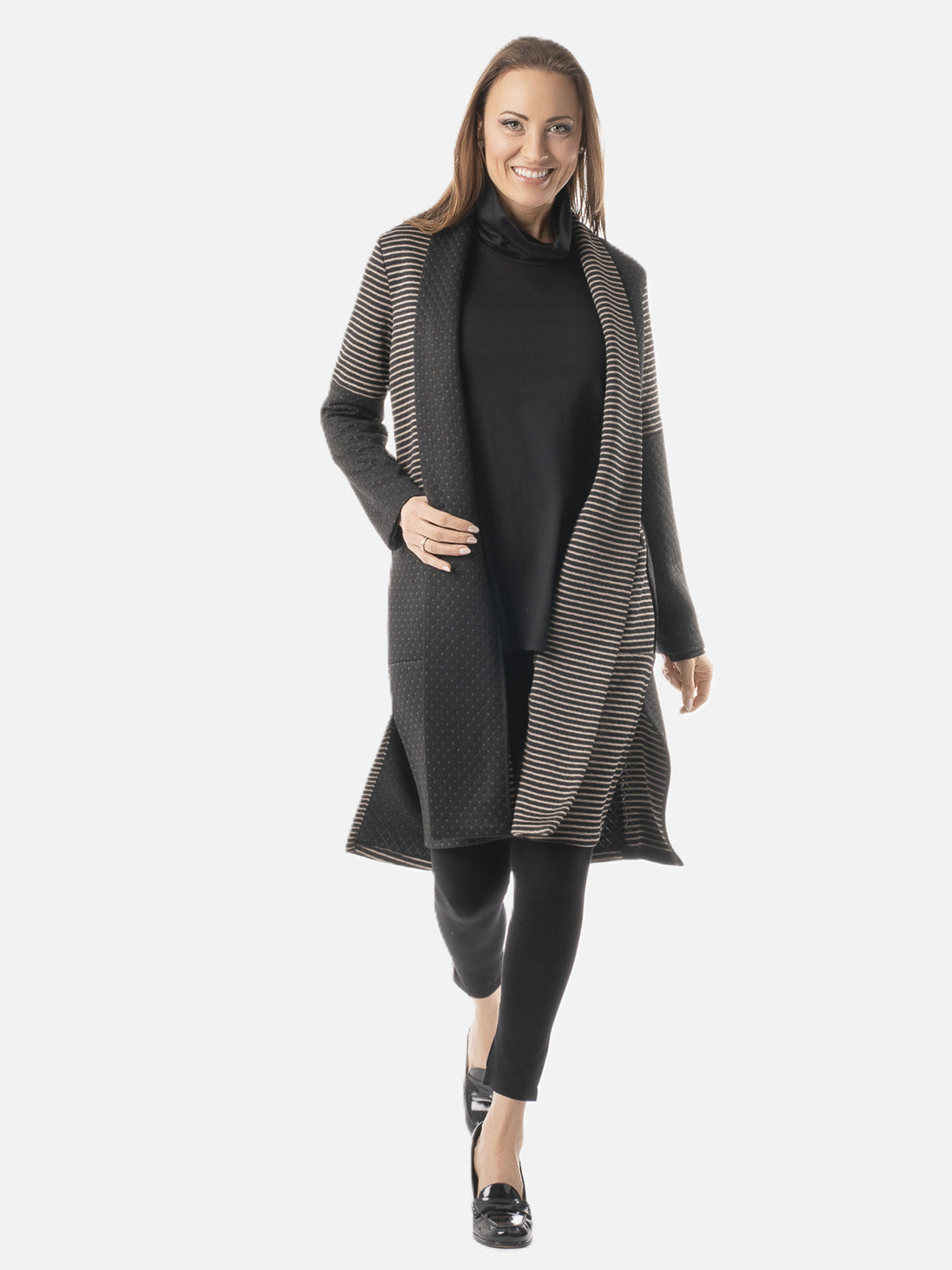 Star Bone Quilted Colour Blocked Long Jacket