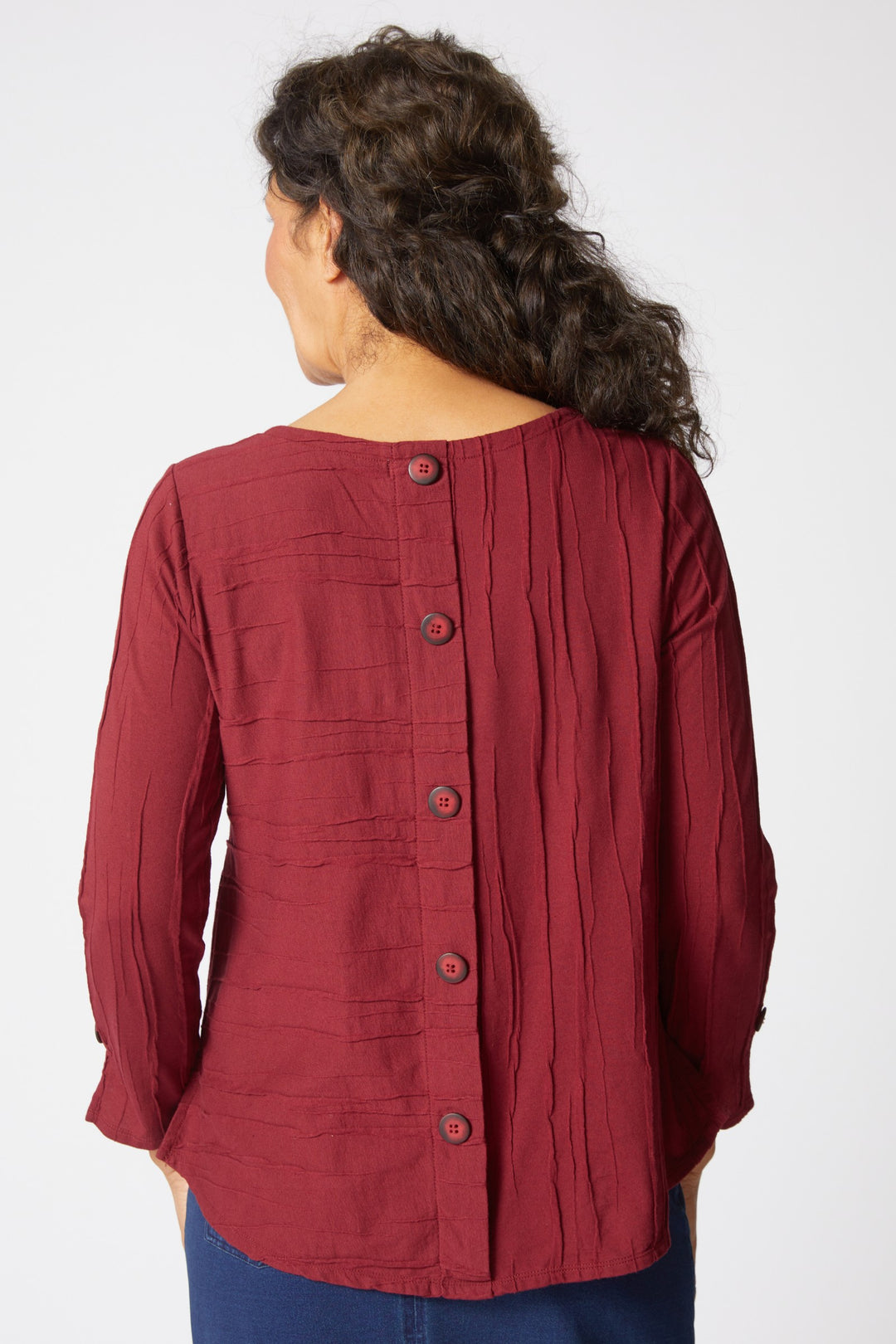 Steady Stream Wine Button Back Pullover