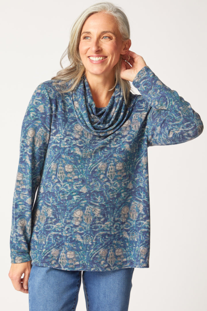 Super Soft Ink Tapestry Cozy Cowl Top