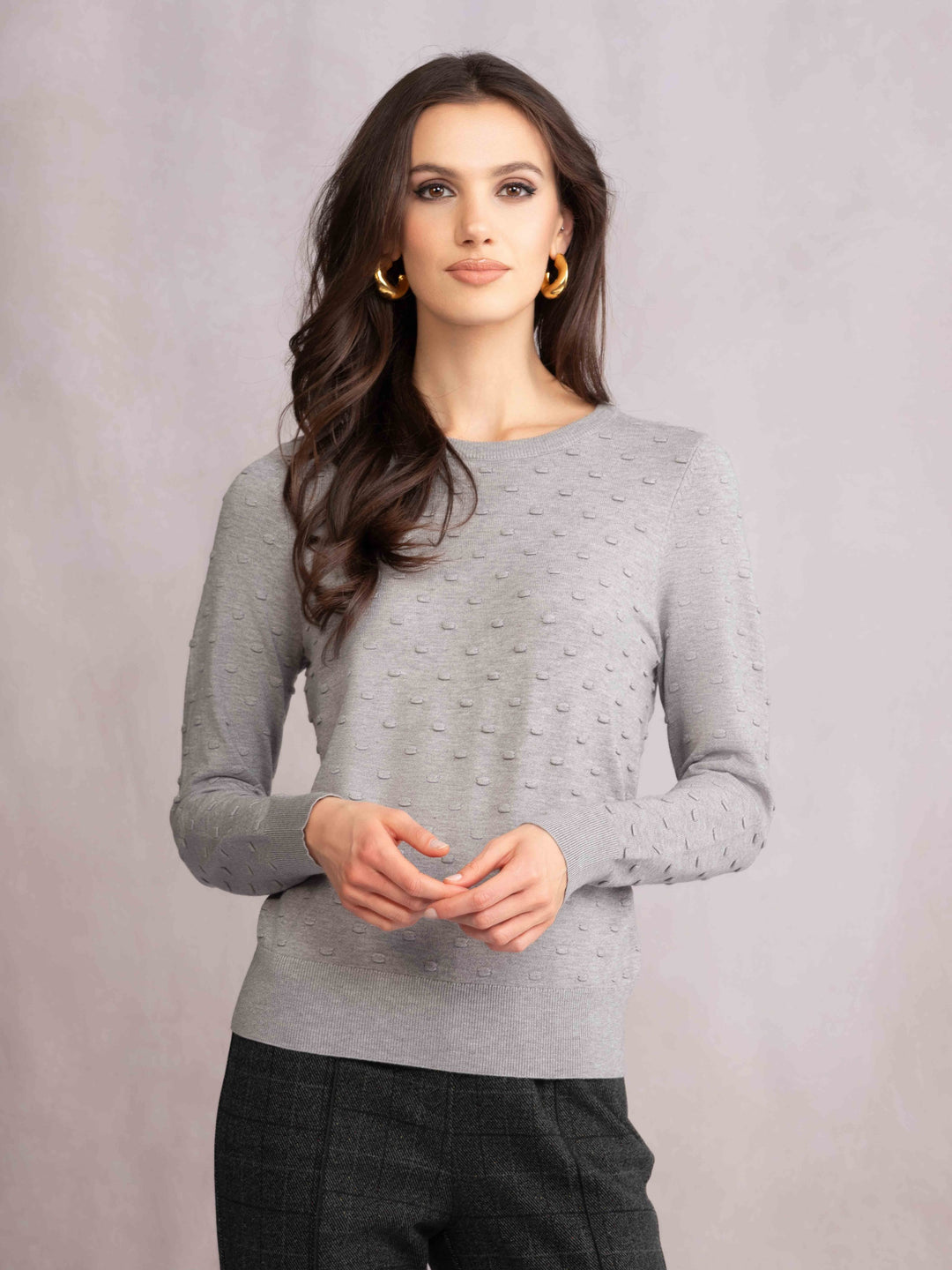 Textured Dot Silver Sweater