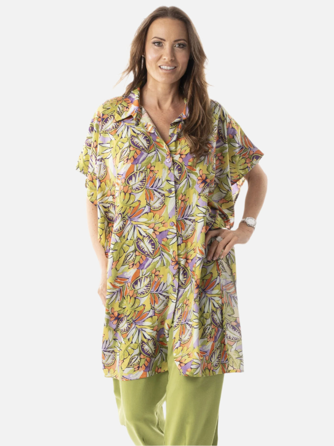 Tropical Print Big Shirt