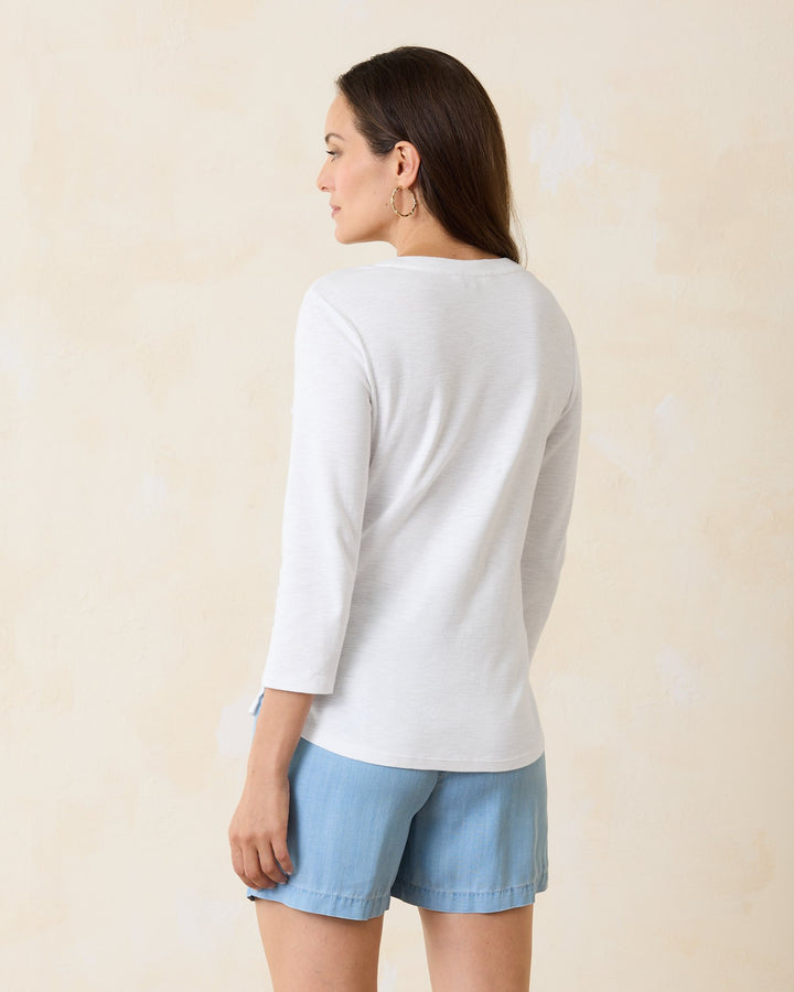 White Ashby Isles Scoop Neck 3/4 Sleeve Top