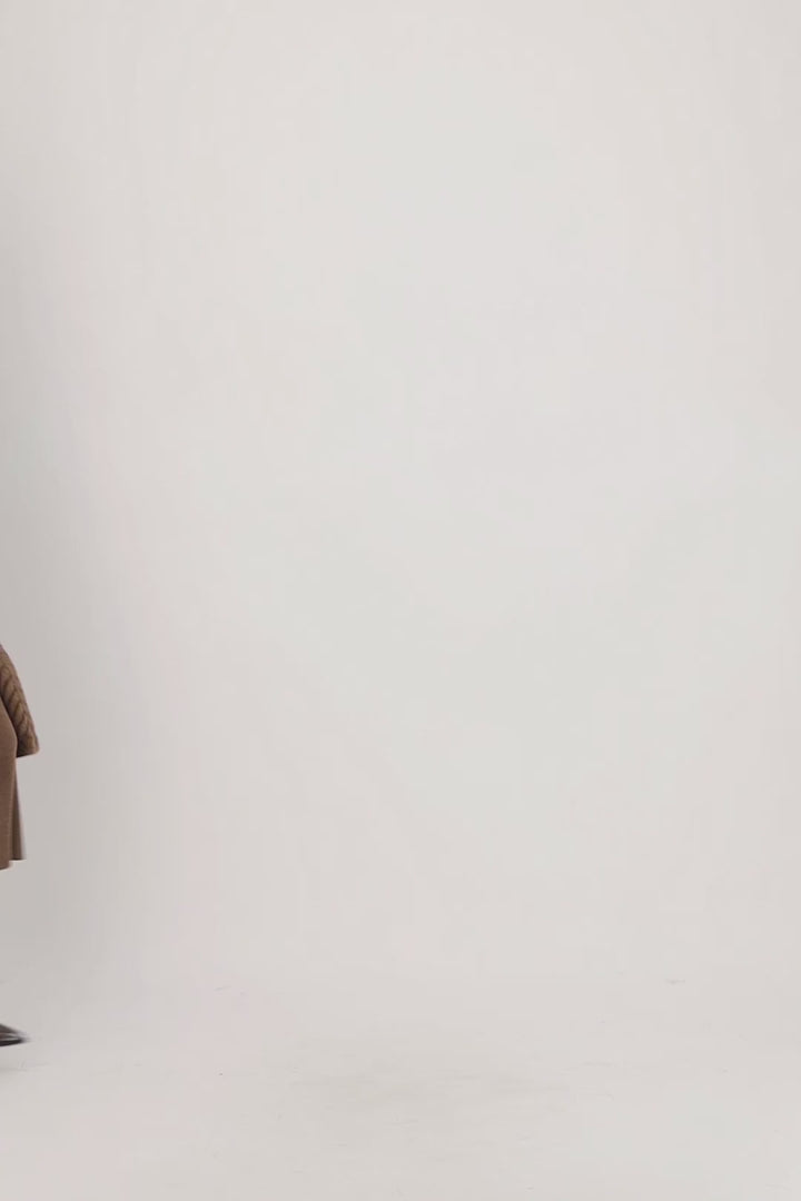 Bark Herringbone Stripe Faux Fur Coat