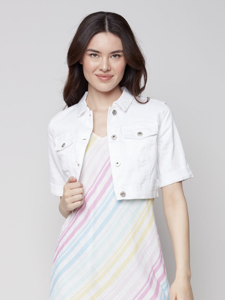White Cropped Jean Jacket
