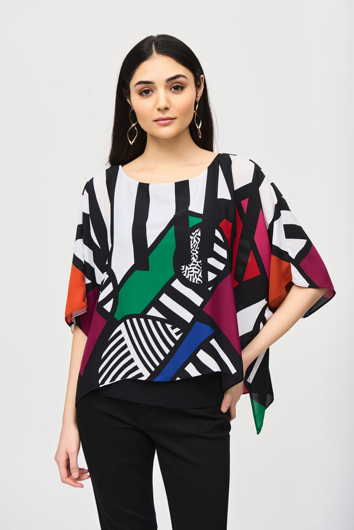 Abstract Geo Print Poncho Top