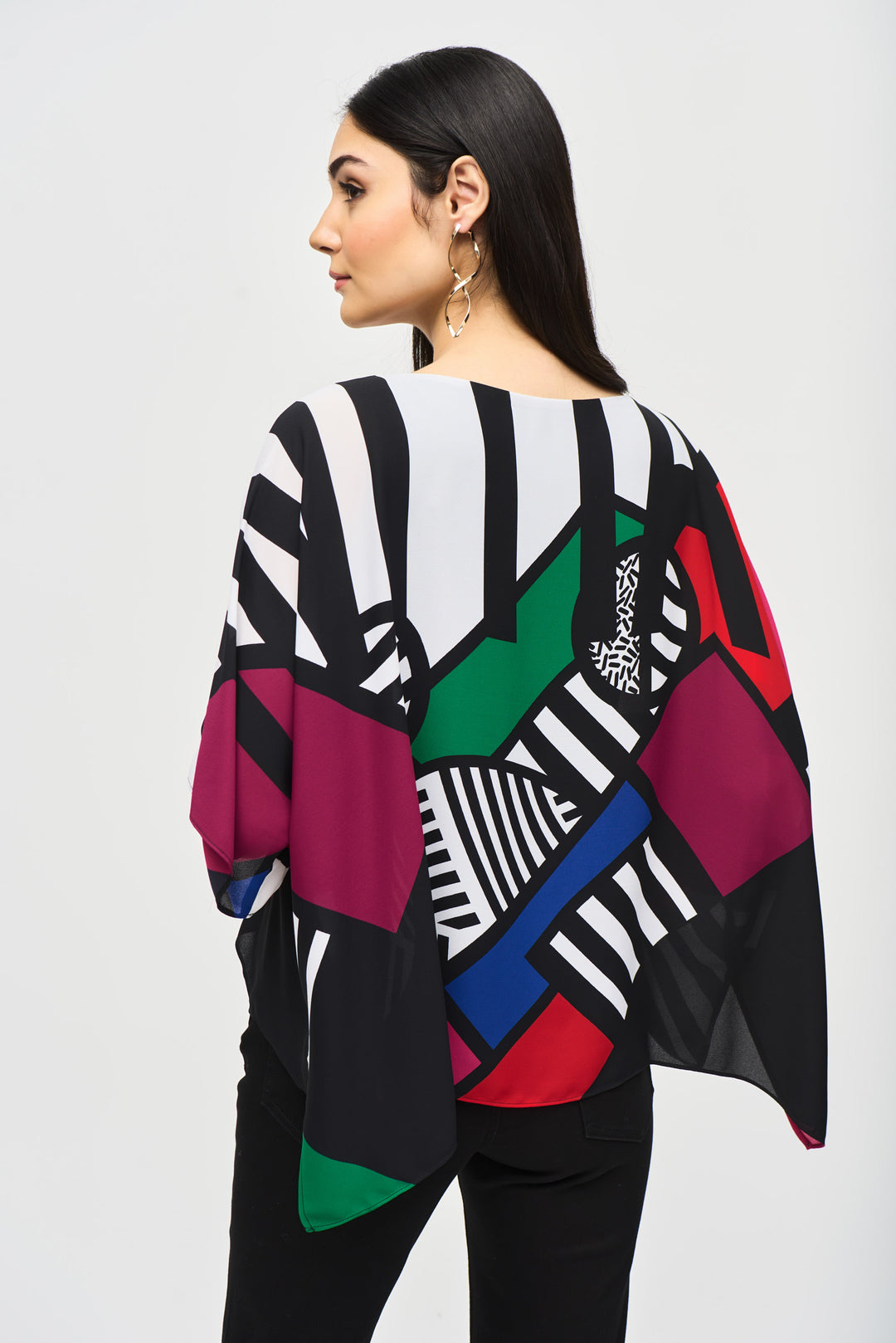 Abstract Geo Print Poncho Top