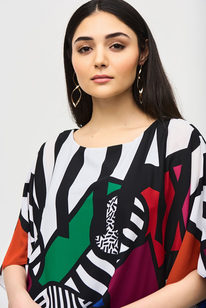 Abstract Geo Print Poncho Top