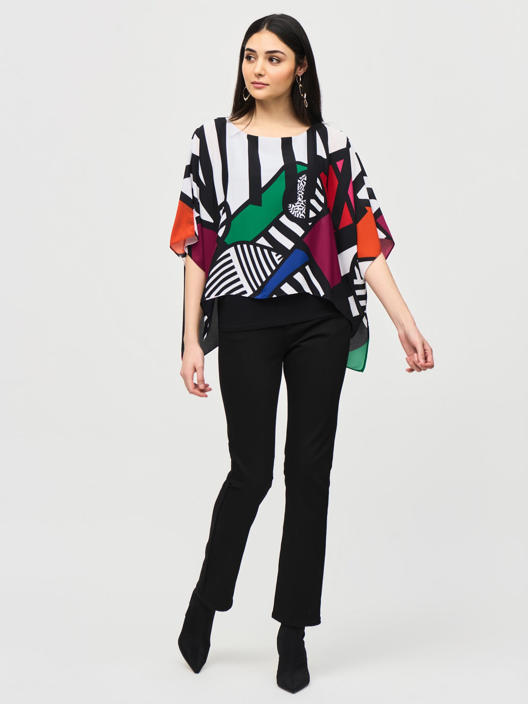 Abstract Geo Print Poncho Top