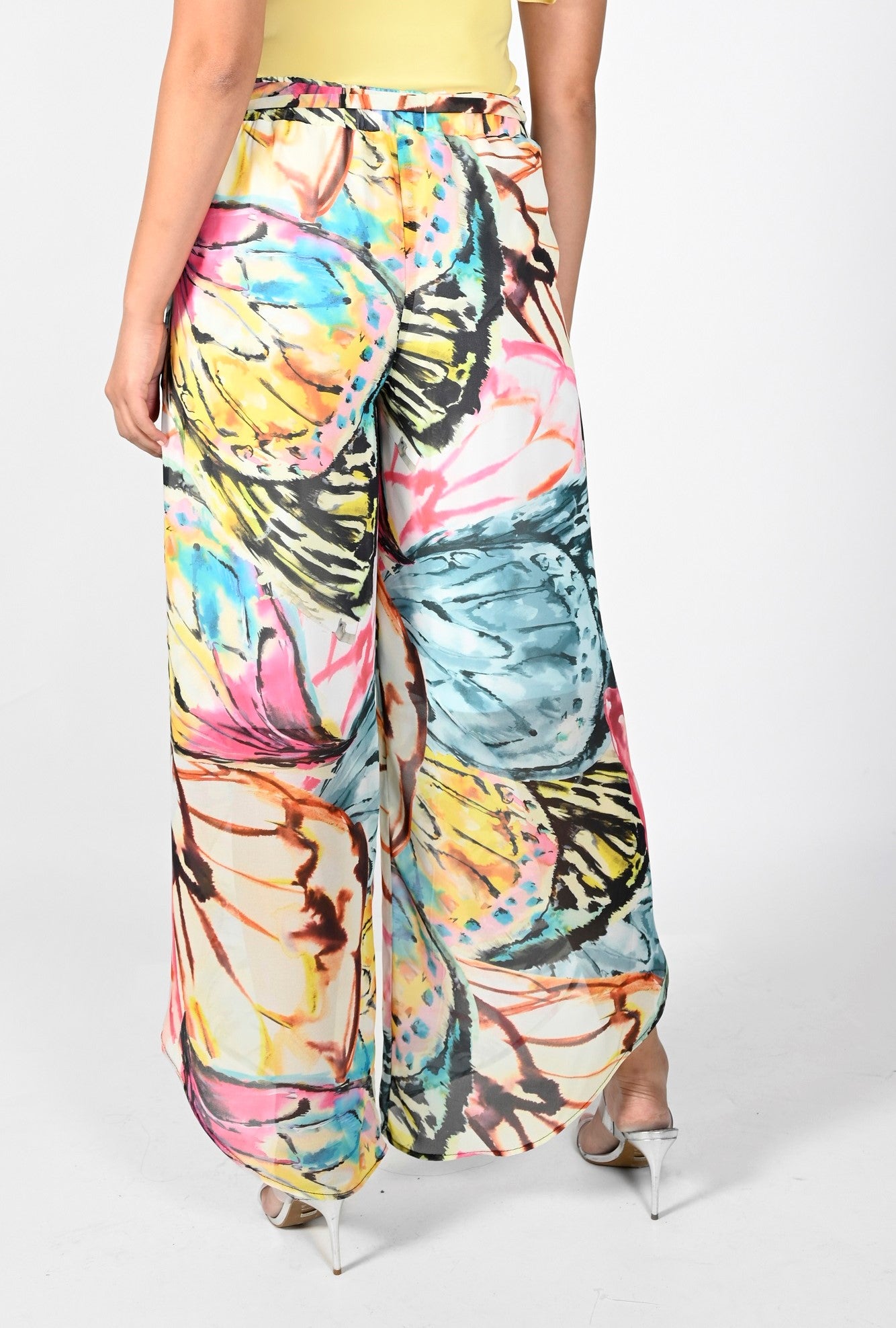 Abstract Print Faux Wrap Pant