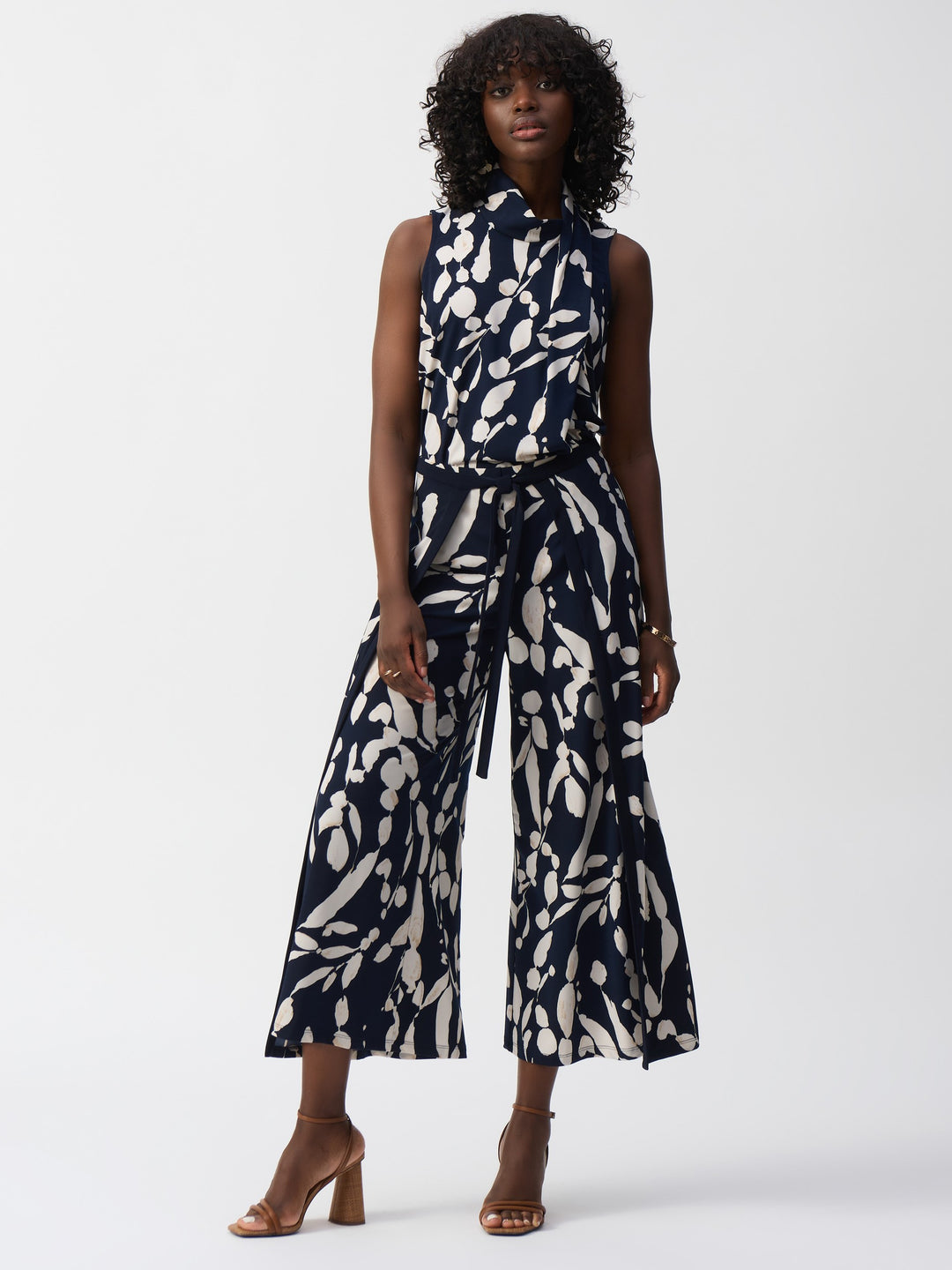 Abstract Print Front Drape Top