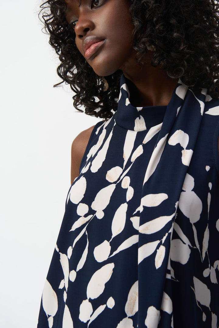 Abstract Print Front Drape Top