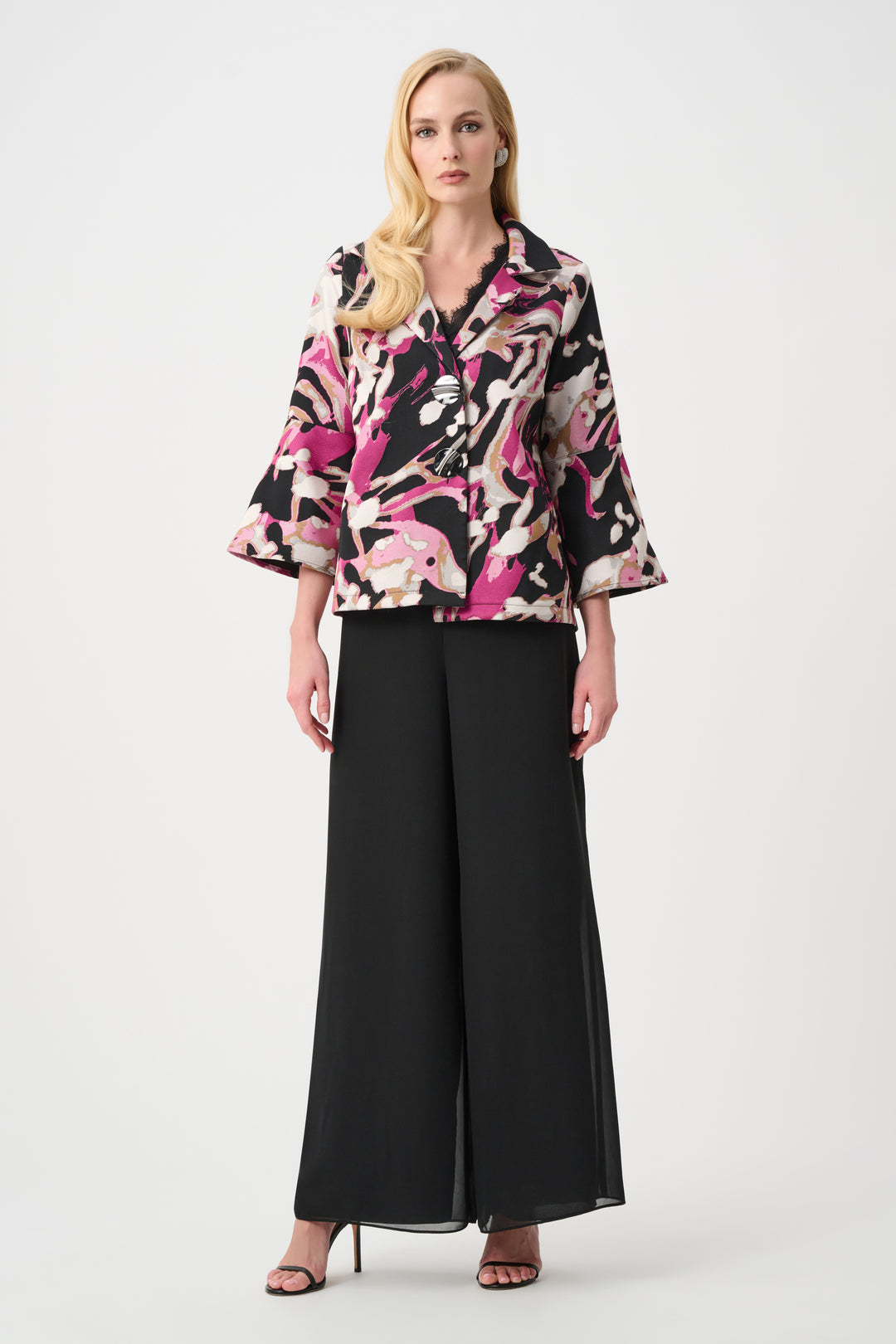 Abstract Print Jacquard Trapeze Jacket