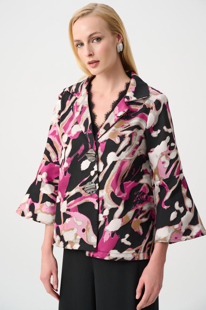 Abstract Print Jacquard Trapeze Jacket