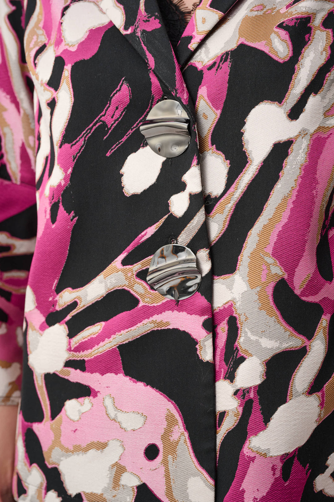 Abstract Print Jacquard Trapeze Jacket