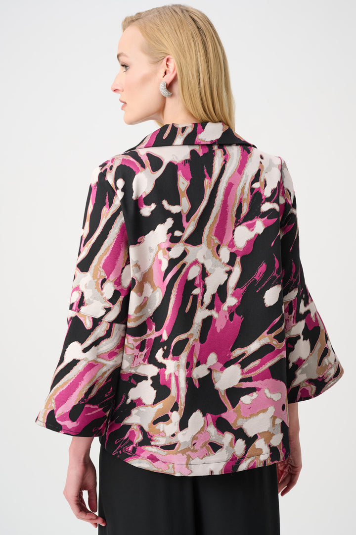 Abstract Print Jacquard Trapeze Jacket