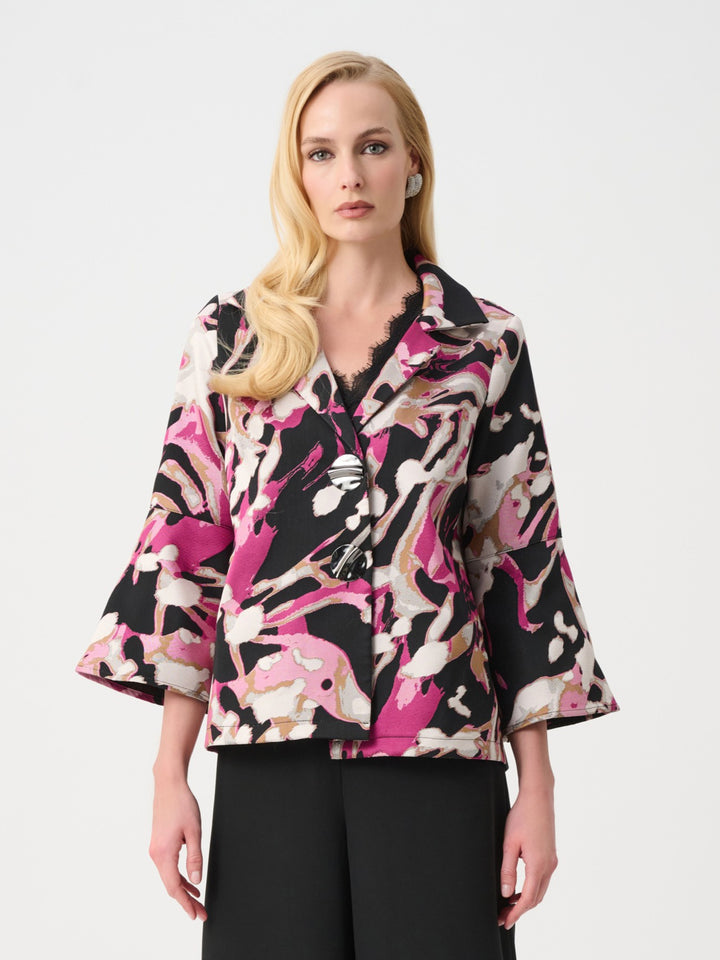 Abstract Print Jacquard Trapeze Jacket