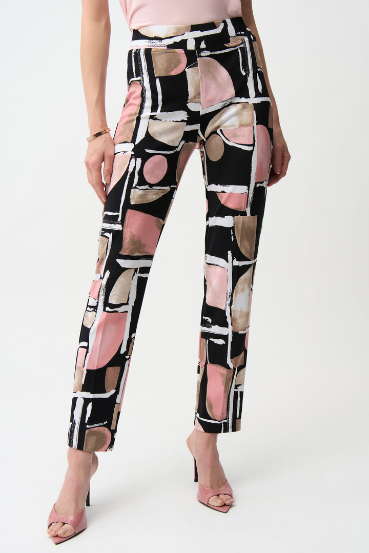 Abstract Print Pull On Straight Leg Pant
