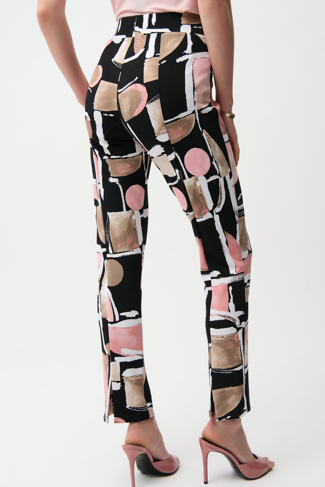 Abstract Print Pull On Straight Leg Pant