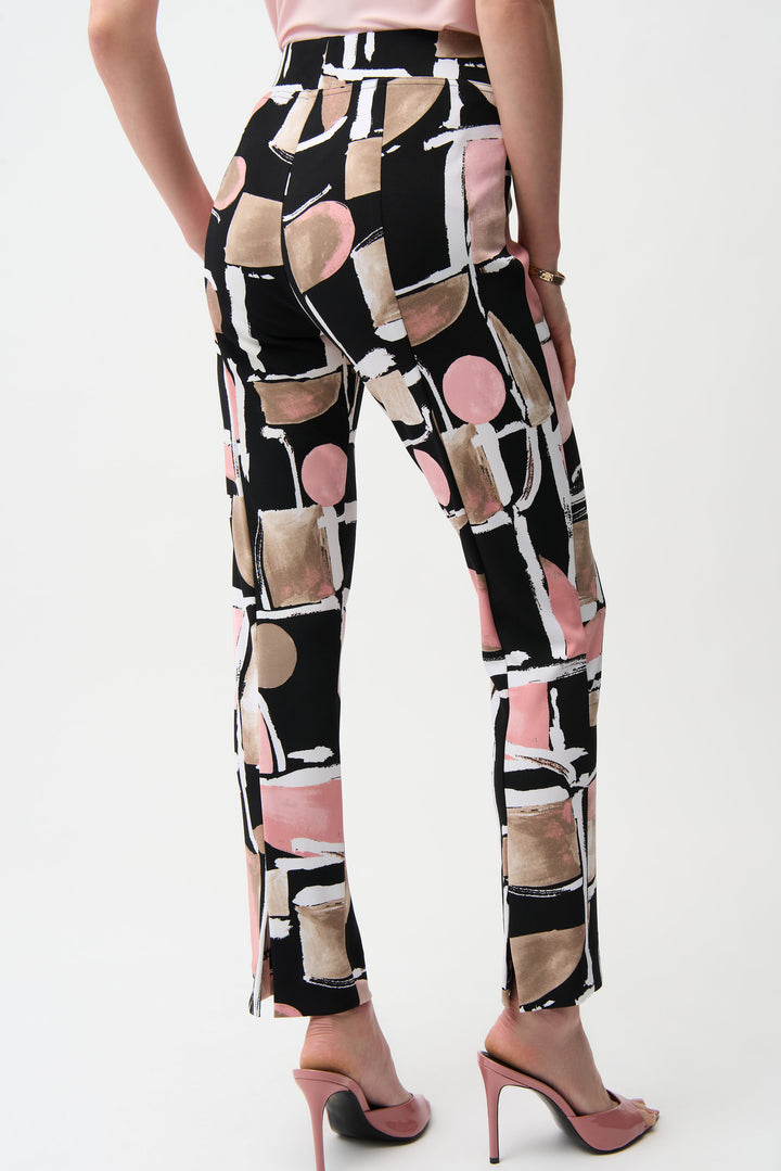 Abstract Print Pull On Straight Leg Pant