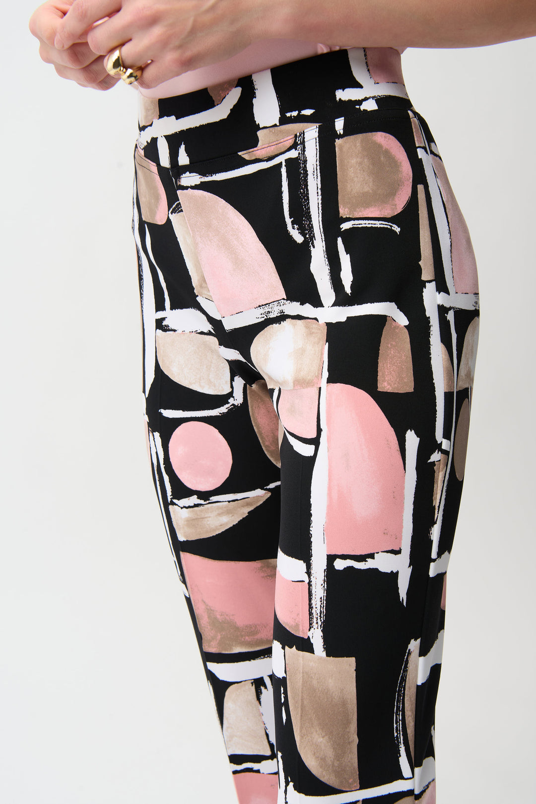 Abstract Print Pull On Straight Leg Pant