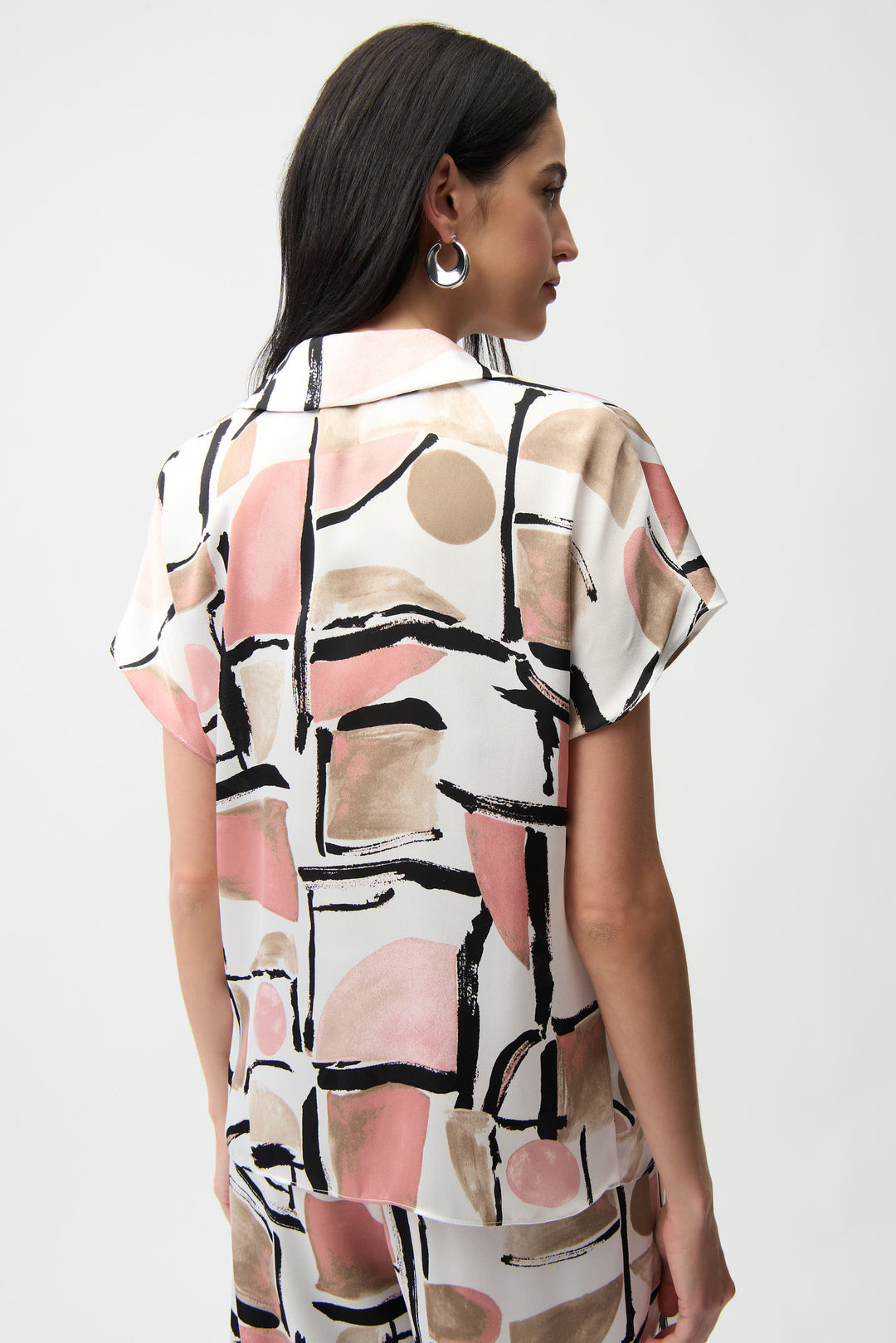 Abstract Print V-Neck Boxy Top
