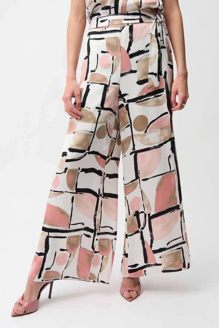 Abstract Print Wide Leg Flowy Pant