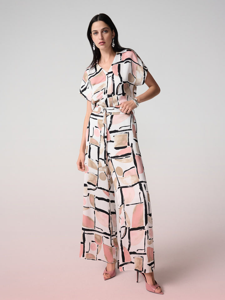 Abstract Print Wide Leg Flowy Pant