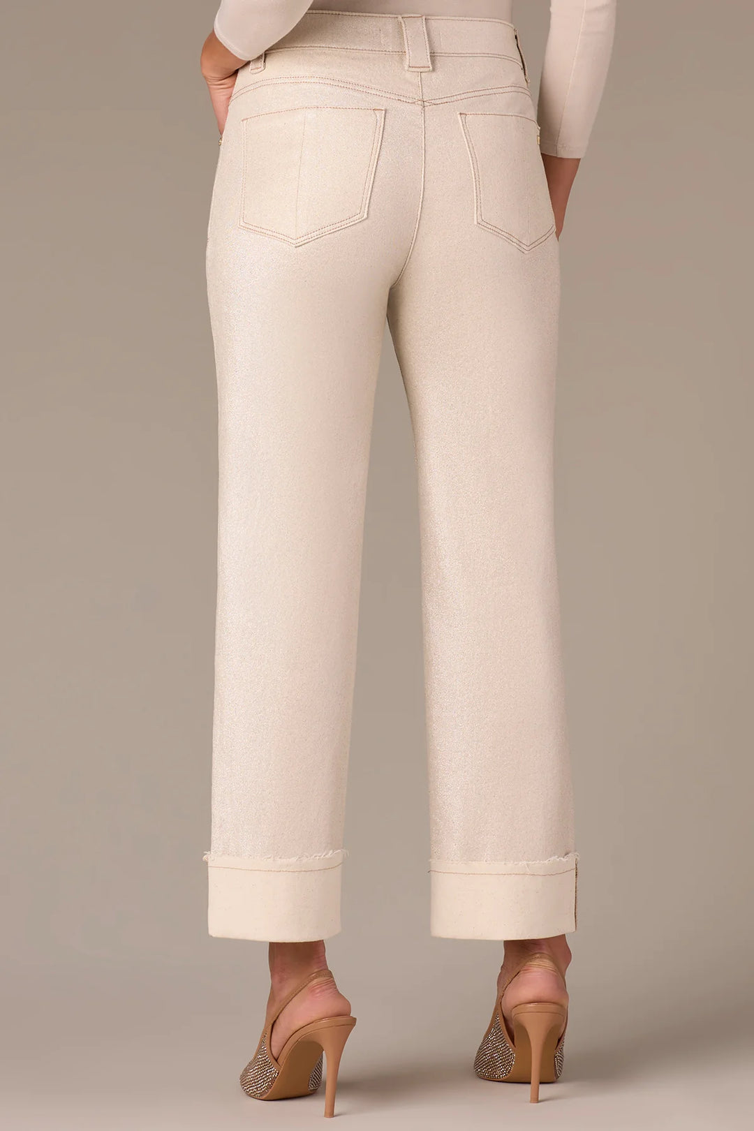 Almond High Rise Frayed Cuff Boyfriend Jean
