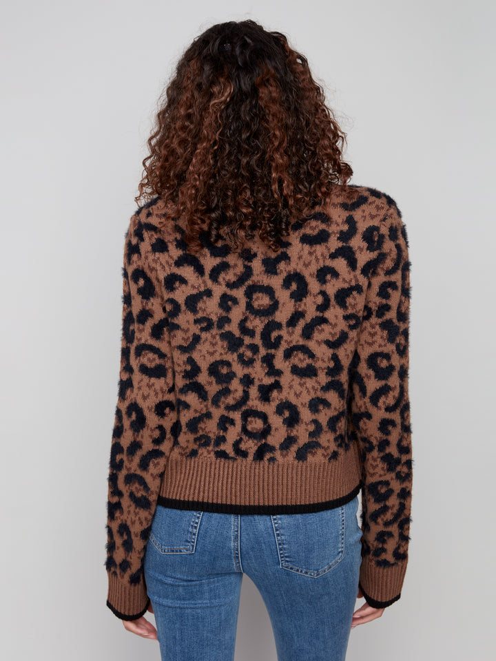 Animal Jacquard Bow Tie Cardigan