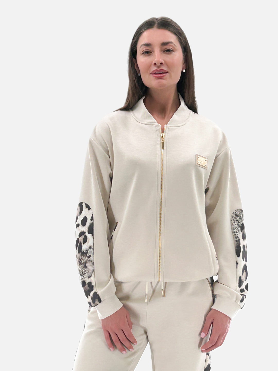 Animal Print Embellished Zip Jacket