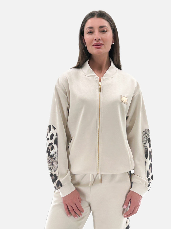 Animal Print Embellished Zip Jacket