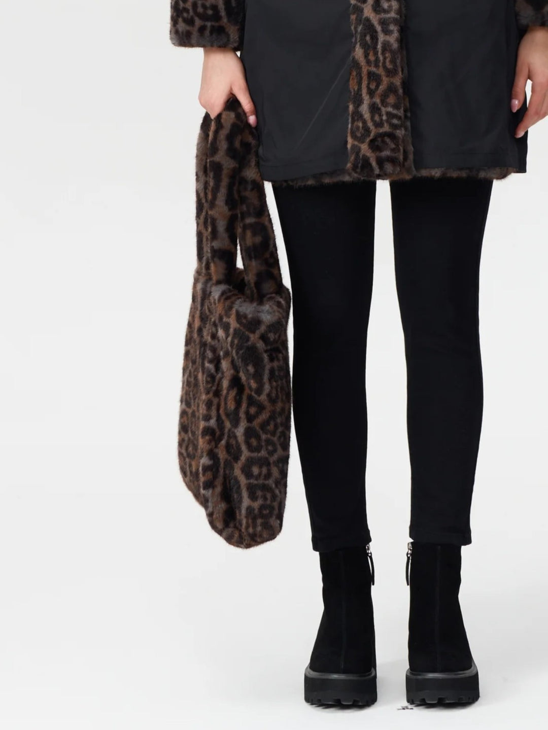 Animal Print Faux Fur Tote Bag